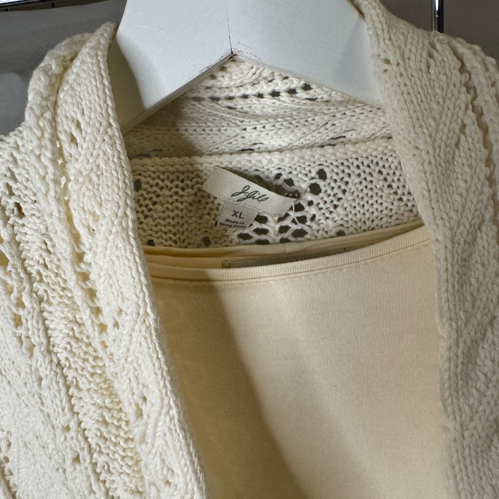 J. Jill Shawl Collar Crochet Cardigan - Picture 2 of 6